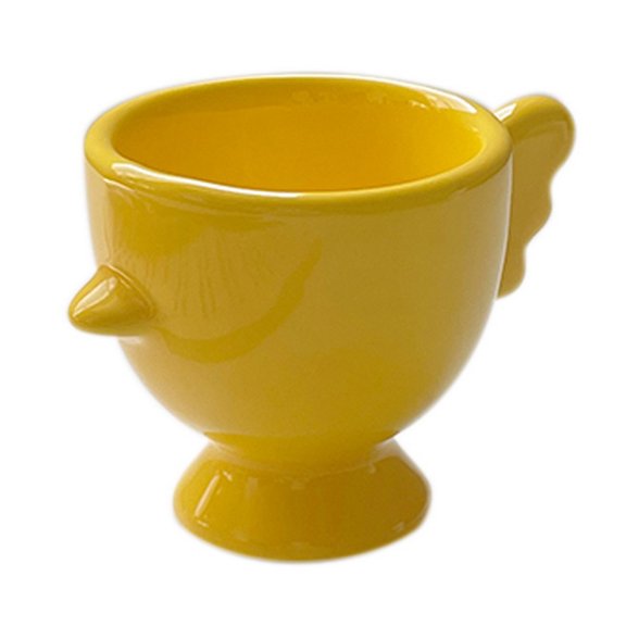 Homelife Egg Cup Heightened Base Solid Color Non-Slip Handle Good Grip Easy to Clean Makeup Sponge Holder Mini Breakfast Ceramic Egg Holder Dining Room Use