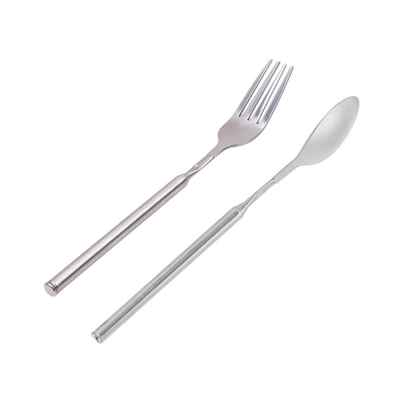 Homelife Extendable Fork Telescoping Spoon Stainless Steel Retractable Dinner Spoon Long-Handled Prank Fork Versatile Dining Tool for BBQ Camping