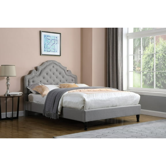 Homelife Premiere Classics Light Grey 51" Platform Bed