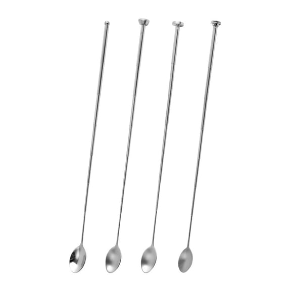 Homelife Retractable Spoon 14.8-44cm Stainless Steel Telescopic Spoon Extendable Handle Portable Anti Rust Tableware Supplies for Barbecue Toasting Fruit Dessert