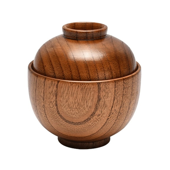 Homelife Rice Bowl Japanese Style with Lid Dishwasher Safe Food Container Tableware Rice Salad Soup Snack Wooden Bowl Kitchen Supplies