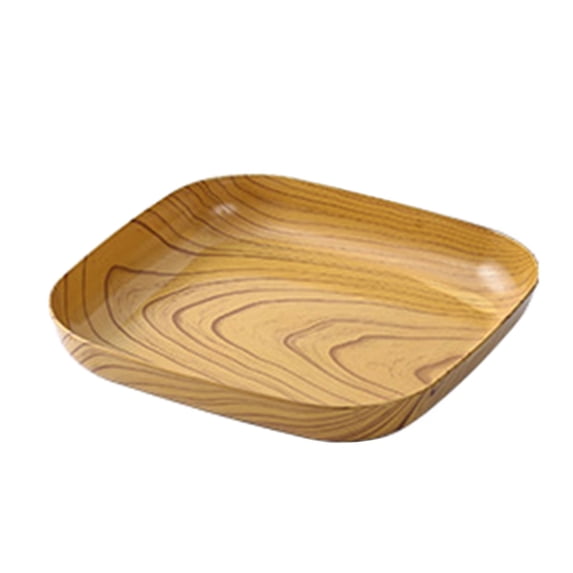 Homelife Spit Bone Dish Imitation Wood Grain Stackable Retro Food Grade Fruit Snack Cake Tray Dining Table Plate for Dining Room