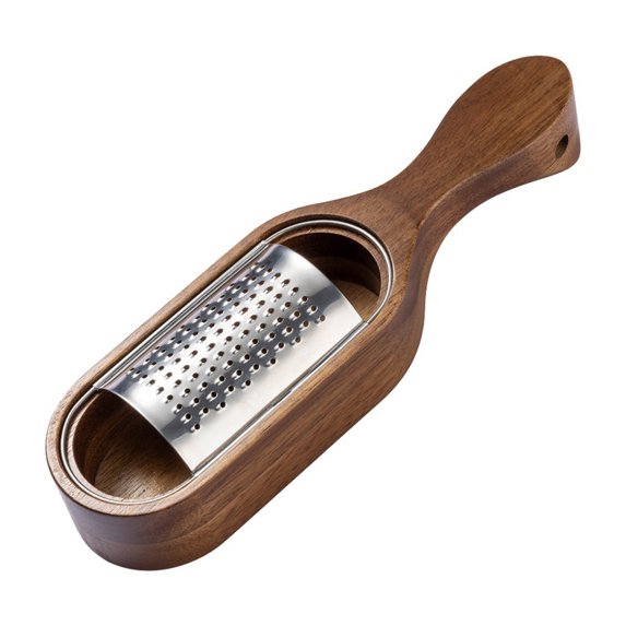 Homelife Stainless Steel Cheese Grater with Wood Handle Sharp Blades Efficient Cheese Grating Tool for Cheese Chocolate Fruits Handheld Grater Spoon Grater
