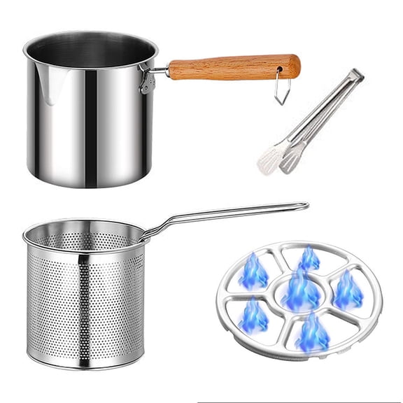 Homelife Stainless Steel Deep Fryer Pot with Basket Lid Deep Oil Fryer Pan Multi-Purpose Mini Fryer Pan for Fries Chicken Fish Shrimp Bacon