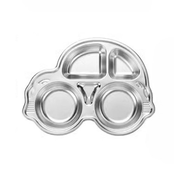 Homelife Stainless Steel Dinner Plate for Kids Cartoon Design Divided Tray Food-Grade Safe Durable Children Compartment Serving Snack Dishes