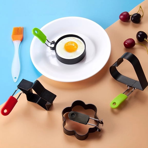 Homelife Stainless Steel Heart Shaped Egg Ring Mold Non-Stick Flower Star Pancake Omelette Molds for Frying Eggs Cooking Breakfast Sandwich Burger