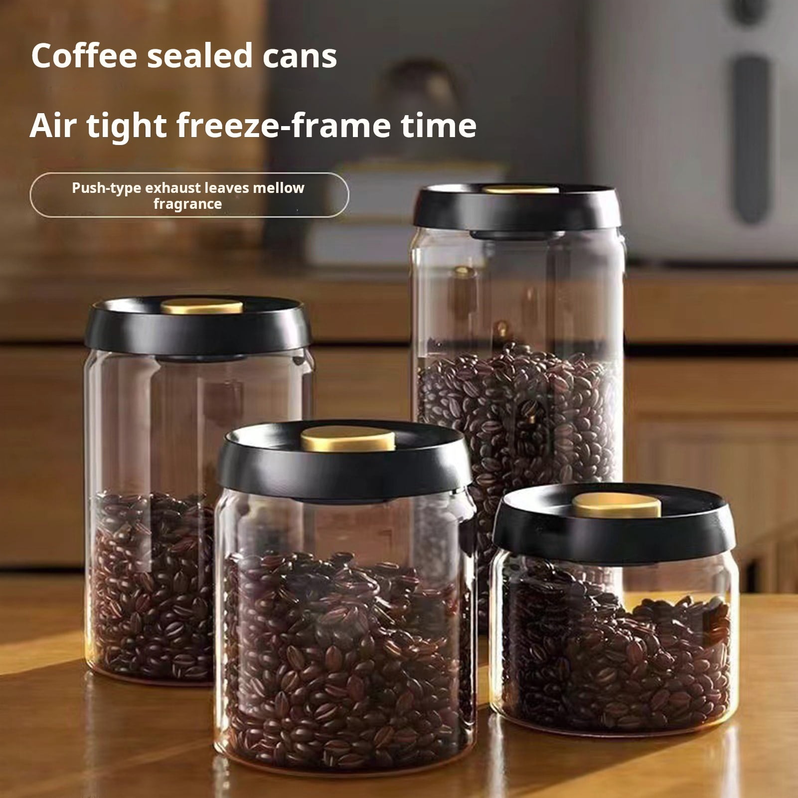 Homelife Vacuum Sealed Jar for Coffee Beans Airtight Food Storage Container Clear Glass Jars for Home Moisture-Proof Air Extraction Tank
