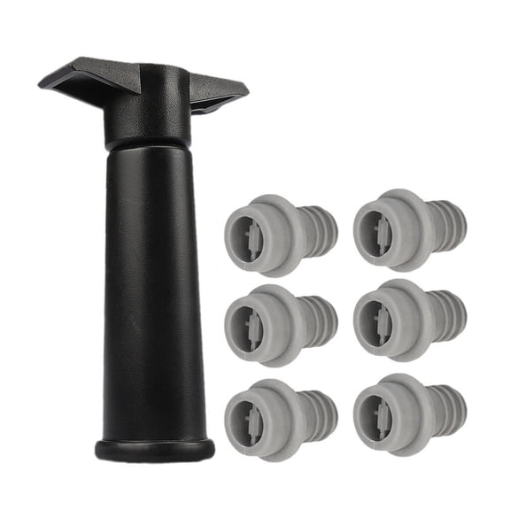 Homelife Wine Saver Vacuum Pump with 6 Stoppers Easy Manual Operation Leak-Proof Silicone Seal Preserve Flavor Red Wine Preservation Kit for Most Bottles