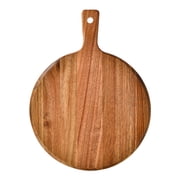 Homelife Wooden Pizza Pan with Long Handle Round Multifunction Cutting Chopping Board Vegetable Cake Bread Dessert Steak Meat Serving Tray Platter Kitchen Supplies
