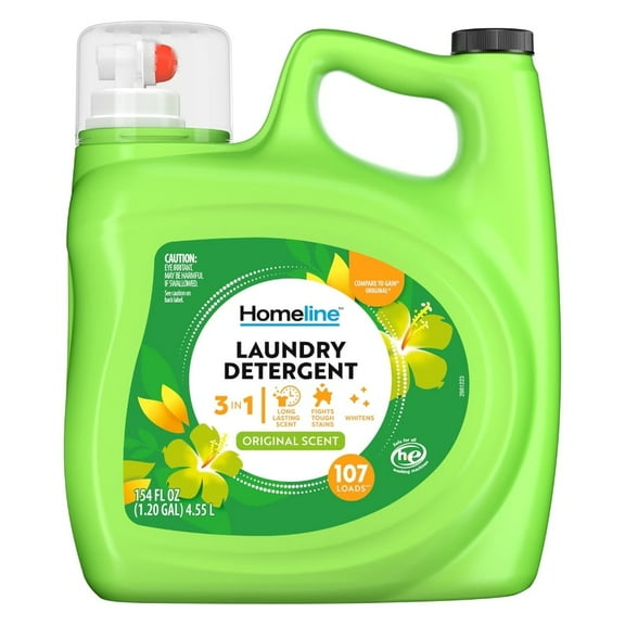 Homeline 3 in 1 Original Scent Liquid Laundry Detergent (Pack 1) - 107 Loads, 154fl