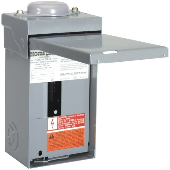 Schneider Electric Homeline Main Lug Load Center 70 Amp 2 Space Boxed Home & Garage Storage, Stackable Design