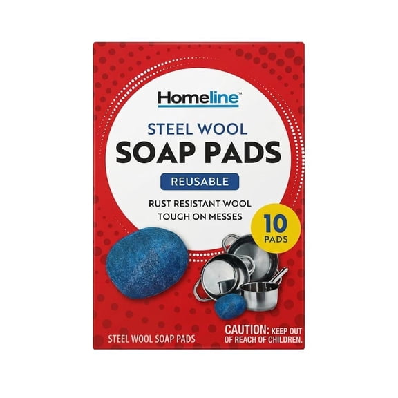 Homeline Steel Wool Soap Pads, 10 Count