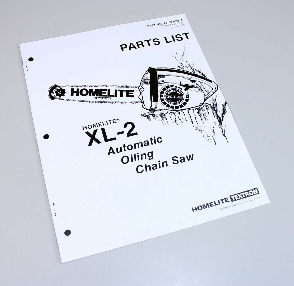 Homelite Xl2 Automatic Oilng Chainsaw Parts List Catalog Manual Numbers