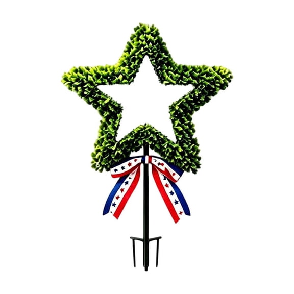 Homellea 13.78" Star-Shaped Artificial Topiary Plants, Patriotic Topiary Trees Potted Plant for Outdoor Decor, Center Hollow Design, Garden Green Plant Landscape Decorations for Independence Day