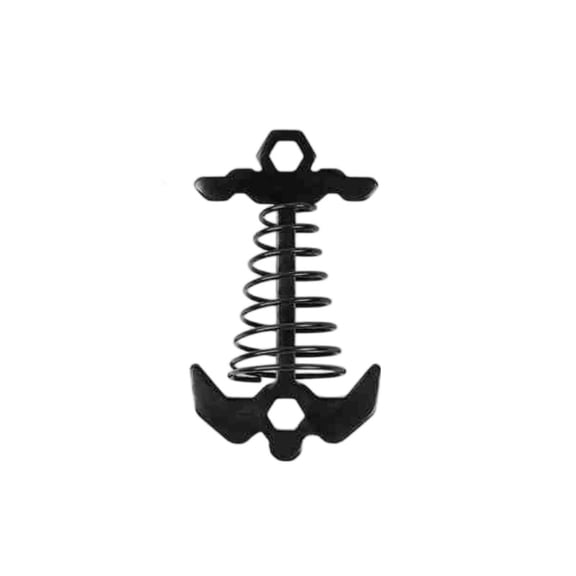 Homellea 3.35 Inch Fishbone Deck Anchor Peg, Black Metal Spring Buckle with Rope Attachment Hole, Camping Tie Down Hook for Tents, Tarps, Awnings, Canopies and Wooden Platform Gaps
