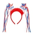 thumbnail image 1 of Homellea 4th of July Patriotic Headband, 9.64 Inch Red White Blue Star Hair Hoop with 250 Year Anniversary Ribbon Streamers for Independence Day, Memorial Day, Parade and Party Decor, 1 of 6