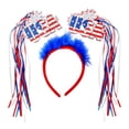 thumbnail image 1 of Homellea 4th of July Patriotic Headband, 9.64 Inch Red White Blue Star Hair Hoop with 250 Year Anniversary Ribbon Streamers for Independence Day, Memorial Day, Parade and Party Decor, 1 of 5
