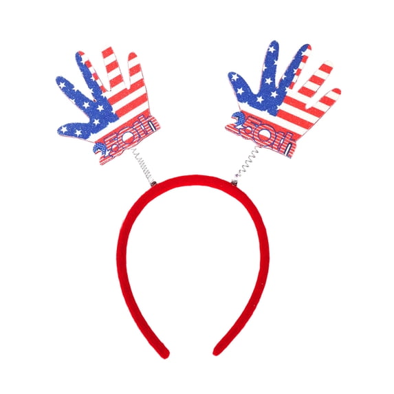 Homellea 4th of July Patriotic Headband, 9.64 Inch Red White Blue Star Hair Hoop with 250 Year Anniversary Ribbon Streamers for Independence Day, Memorial Day, Parade and Party Decor