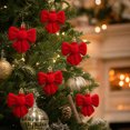thumbnail image 1 of Homellea 6 Pack Velvet Bow Christmas Ornaments, Soft Bow-Shaped Hanging Decorations for Christmas Tree, Wreath, Garland, Gift Wrapping and Mantel and Holiday Party Display, 2.36 Inch, Red, 1 of 7