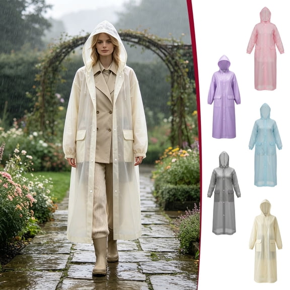 Homellea Adult Hooded Rain Poncho, 59.45 Inch Full Body Plastic Raincoat with Wide Brim Hood for Walking, Cycling, Travel, Camping, Hiking, Commuting and Outdoor Use