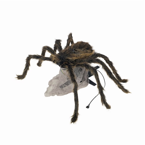 Homellea Animated Jumping Spider Halloween Prop, 35.4 Inch Fuzzy Spider Decoration with Light and Sound Effects, Pop Up Jump Scare Decor for Haunted House, Porch, Entryway and Party Display