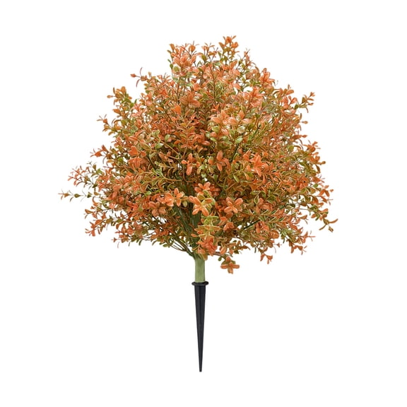 Homellea Artificial Fall Boxwood Shrub with Ground Stake, 19.68 Inch Orange Faux Plant Bush for Front Porch Planter, Patio, Garden, Entryway, Thanksgiving and Harvest Seasonal Decor