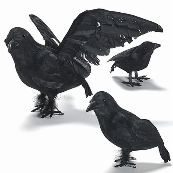 Homellea Black Artificial Crow Decoration, Plastic Raven Bird Figurine 4.72 Inch For Halloween Table, Mantel, Shelf, Porch, Tree Branch, Gothic Room And Party Decor, Halloween Decor