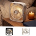 thumbnail image 1 of Homellea Black Rechargeable Desk Fan, Portable Square Personal Fan with LED Night Light and Adjustable Stand for Office, Bedroom, Dorm, Vanity, Table and Summer Travel, 1 of 8