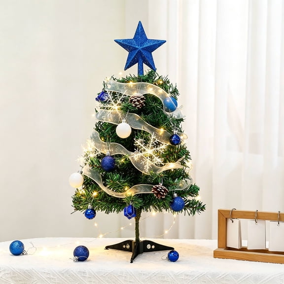 Homellea Blue Christmas Star Tree Topper, 8.3 x 7.4 Inch Glitter Treetop Ornament, Glitter Five Point Star Topper for Treetop Decorating Festive Display and Indoor Holiday Scene, Decor