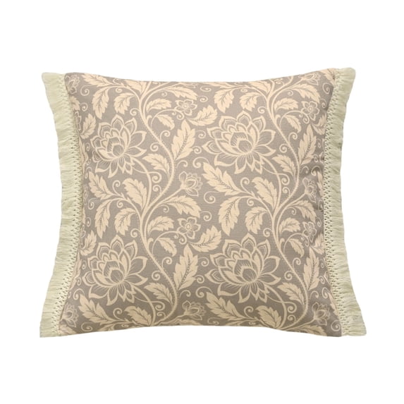 Homellea Boho Floral Throw Pillow Cover, 17.7 Inch Sage Green Botanical Decorative Cushion Case with Fringe Trim for Couch, Sofa, Bed, Chair, Living Room and Bedroom Farmhouse Decor