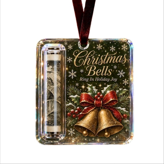 Homellea Christmas Cash Gift Holder Ornament with Christmas Bells Design, Clear Acrylic Money Holder with Rolled Bill Tube, Holiday Cash Gift Presentation, Seasonal Gift Exchange, 3.94 Inch