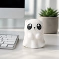 thumbnail image 1 of Homellea Cute Halloween Ghost Figurine, White Resin Mini Ghost Statue with Pink Horn Accent for Tabletop, Shelf, Mantel, Desk, Office, Bedroom, Party and Spooky Home Decor, 1 of 5