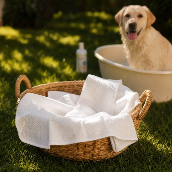 Homellea Disposable Pet Bath Towels 100 Pack, White Nonwoven Pet Drying Towels, 47.24 Inch Length, Absorbent Bath Sheet for Dogs Cats Grooming Travel Paw Cleaning