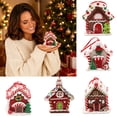 thumbnail image 1 of Homellea Gingerbread House Christmas Ornament, 2.92 Inch Plastic Mini House Hanging Pendant with Red Ribbon, Candy Cane and Wreath Details for Xmas Tree, Mantel, Wreath and Party Decor, 1 of 8