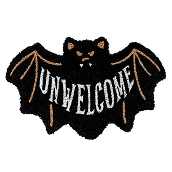 Homellea Gothic Bat Shaped Floor Mat, Halloween Decorative Rug with Winged Bat Design and Bold Lettering for Entryway, Living Room, Bedroom, Haunted House, Party Display and Seasonal Decor