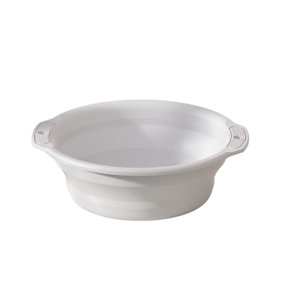 Homellea Gray Collapsible Wash Basin, 13.78 Inch Large Round Foldable Laundry Tub with Dual Handles and Hanging Holes for Hand Washing, Foot Soaking, Dorm, Bathroom, RV, Camping and Travel