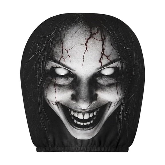 Homellea Halloween Car Headrest Cover, Double-Sided Creepy Bride Face Print Stretch Protector for Cars, Trucks and SUVs, Pranks and Horror Auto Decor, 11.02 x 10.24 Inch, Black and White