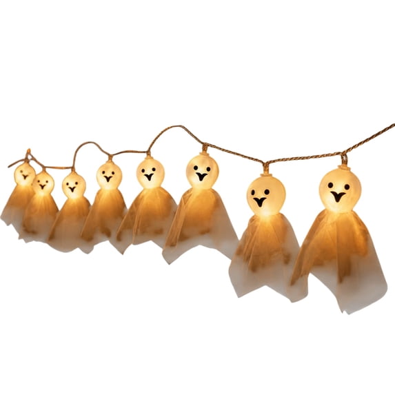 Homellea Halloween Hanging Ghost String Lights, 59 Inch Warm LED Spooky Light Garland for Porch, Tree, Window, Wall, Mantel, Party and Haunted House Decor