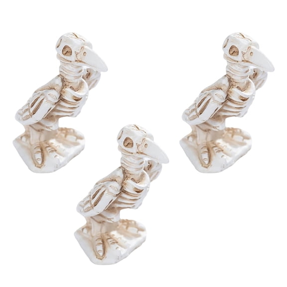 Homellea Halloween Resin Crow Figurines, 3 Piece Black Raven Set, Black and White Raven Skull Bird Statues for Tabletop, Mantel, Shelf, Gothic Party and Haunted House Display Set Accent