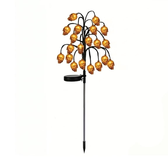 Homellea Halloween Solar Skull Stake Light, 29.9 Inch Skeleton Head Branch Lights with Warm Glow for Outdoor Yard, Garden, Lawn, Pathway, Walkway, Patio and Party Decor