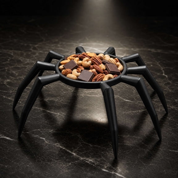 Homellea Halloween Spider Serving Tray, 8.66 Inch Black Spider Candy Bowl with Raised Legs for Wrapped Candy, Snacks, Cupcakes, Dessert Table, Buffet, Mantel and Party Table Decor