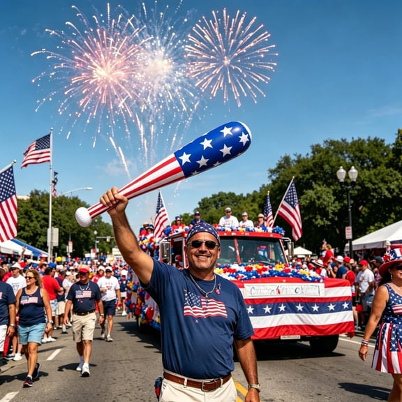 Homellea Inflatable USA Flag Baseball Bat, 31.5 Inch Patriotic PVC Blow Up Bat for 4th of July, Independence Day, BBQ, Parade, Pool Party, Beach, Backyard and Summer Party Decoration