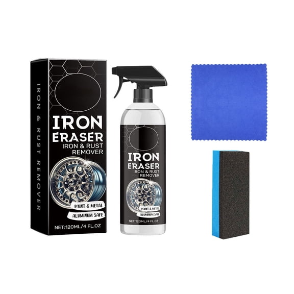 Homellea Iron Eraser Rust Remover Spray, Iron Eraser Iron and Rust Remover for Car Wheels and Paint, Fast Acting Rust, Professional Automotive Surface Cleaning(1PC, 4oz)