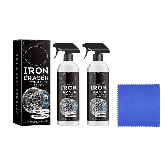 Homellea Iron Eraser Rust Remover Spray, Iron Eraser Iron and Rust Remover for Car Wheels and Paint, Fast Acting Rust, Professional Automotive Surface Cleaning(2PCS, 4oz)