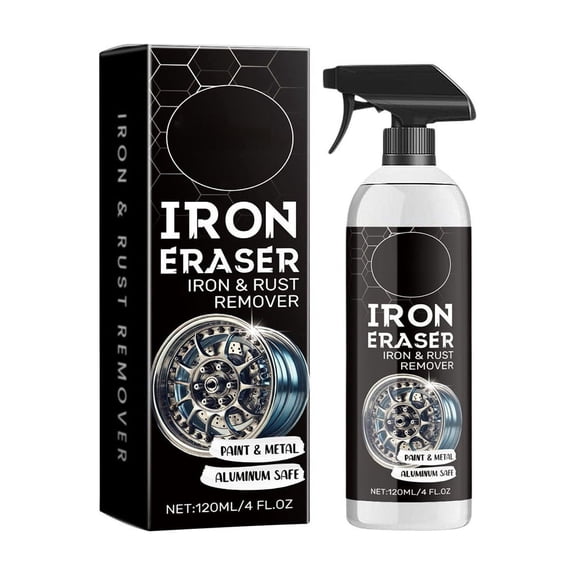 Homellea Iron Eraser Rust Remover Spray, Iron Powder Remover Spray for Car Wheels and Paint Fast Acting Rust and Brake Dust Remover, Professional Automotive Surface Cleaning (1PC, 4 Oz)