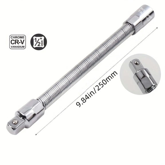 Homellea Large Flexible Socket Extension Bar, Metal Bendable Ratchet Wrench Extension for Tight Access Fastener Work, Tight Spaces, Engine Bay, Machinery Repair, Ratchet Wrench, Garage
