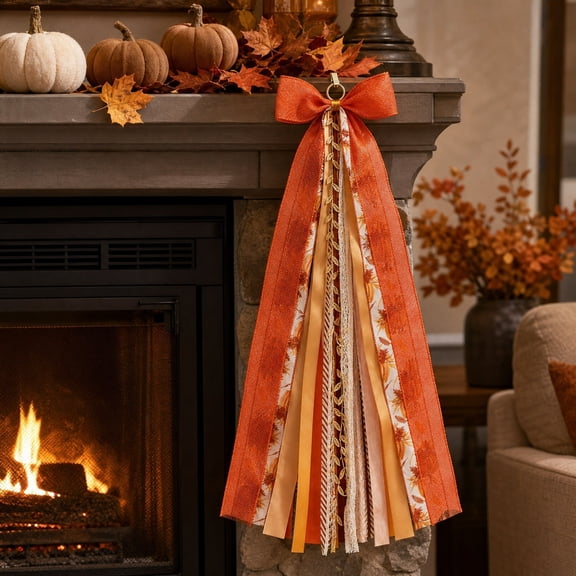 Homellea Large Holiday Wreath Bow, 27.5 Inch Decorative Ribbon Bow for Fall Front Door, Thanksgiving Garland, Tree Topper, Mantel, Stair Rail, Window and Party Decor