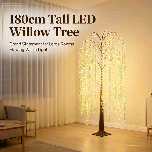 Homellea Lighted Weeping Willow Tree, Artificial Willow Tree Lamp with Warm LED Lights for Living Room, Bedroom, Entryway, Wedding, Christmas, Holiday and Indoor Home Decor, 70.86 Inch