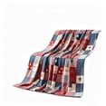 thumbnail image 1 of Homellea Patriotic American Flag Throw Blanket, 50 x 60 Inch Red White Blue Patchwork Flannel Fleece Blanket for Couch, Sofa, Bed, Camping, Travel, 4th of July and Memorial Day Decor, 1 of 6