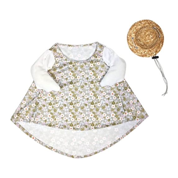 Homellea Porch Goose Outfits, Summer Straw Hat Floral Dress Set for 23" Cement/Plastic Lawn Goose, Holiday Yard Garden Decoration